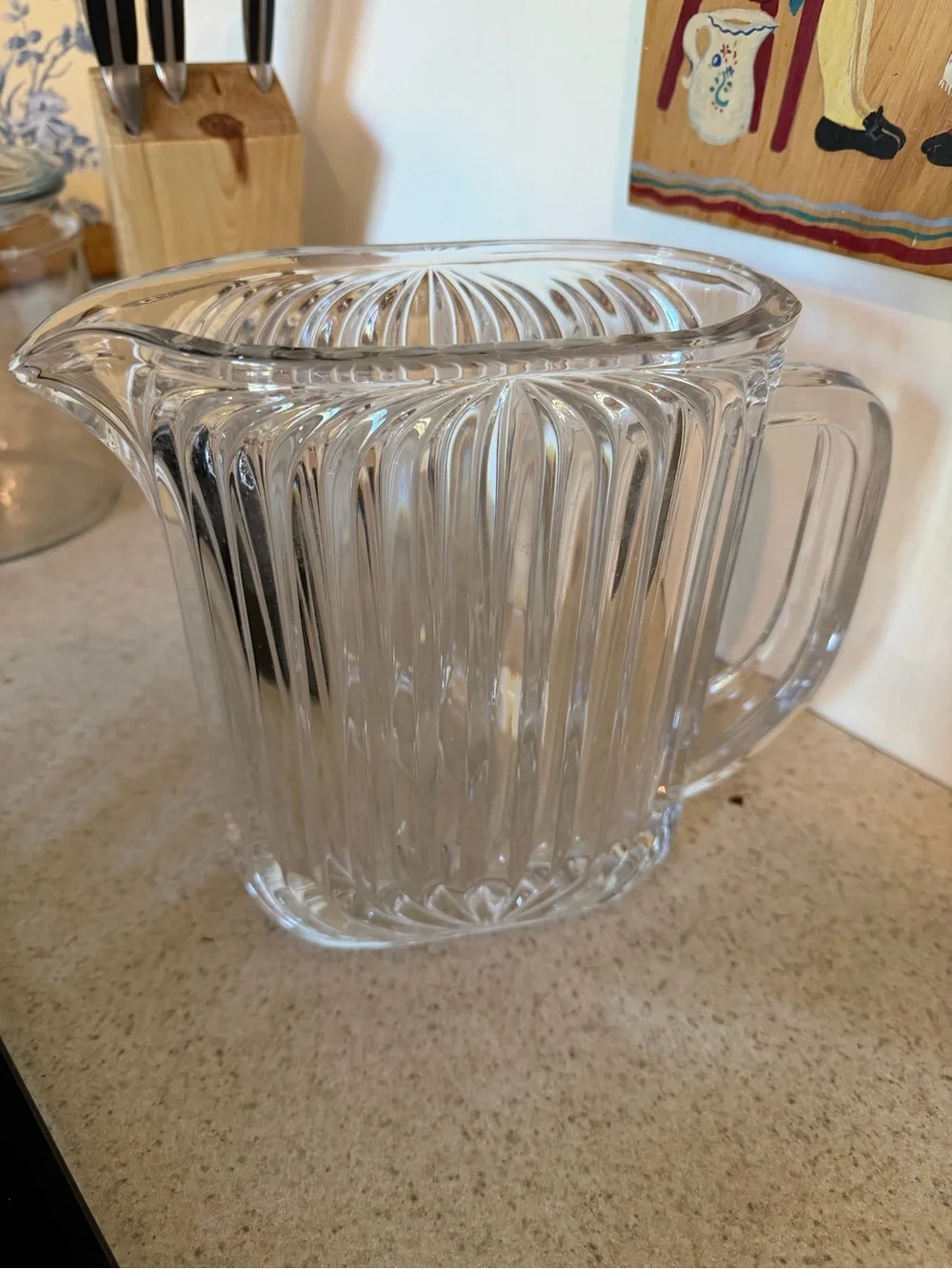 Villeroy & Boch Ribbed Crystal Quadra Art Deco Pitcher 32oz Rare